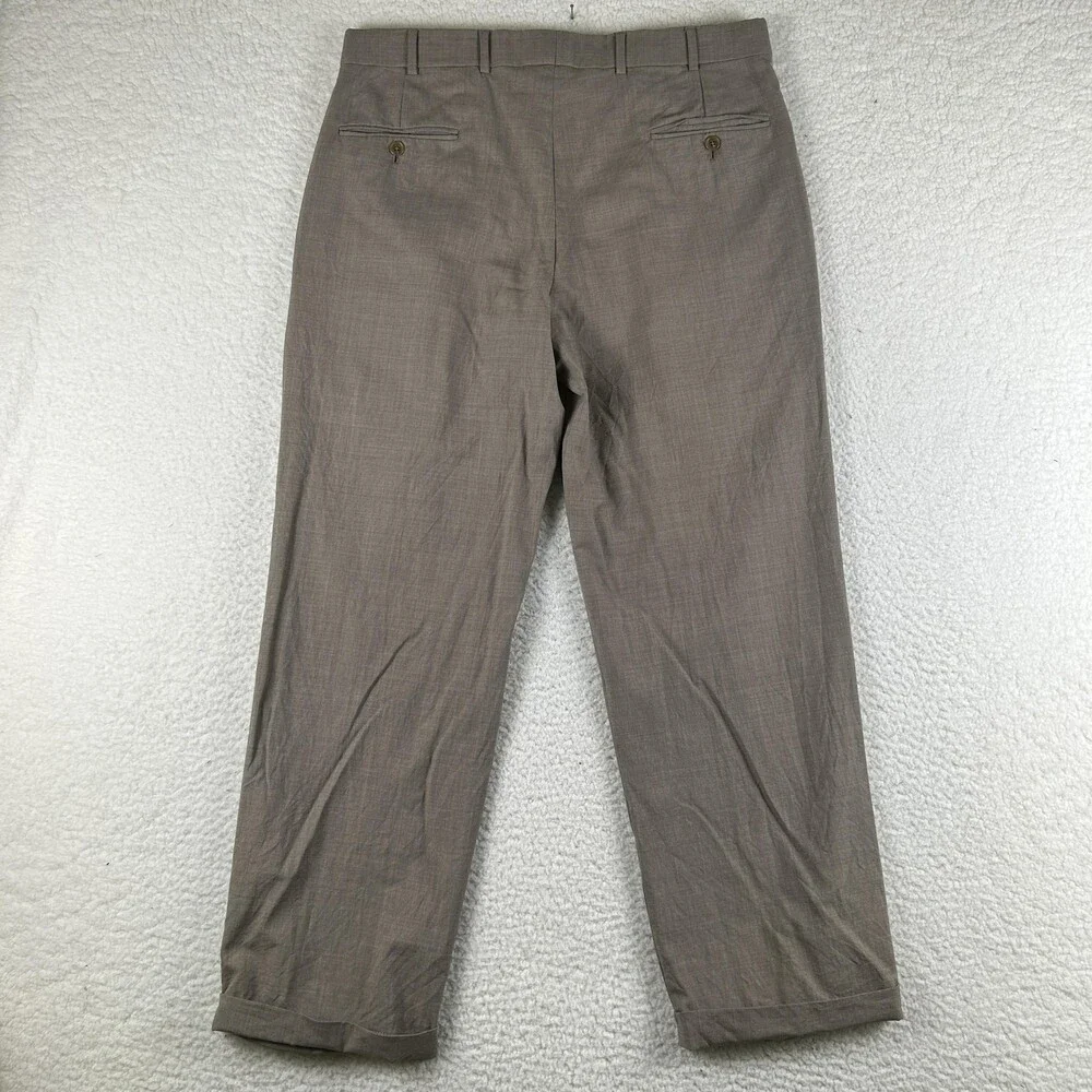 Brooks Brothers Pants Mens 35x29 Brown Madison Wool Pleated Cuffed Dress Slacks